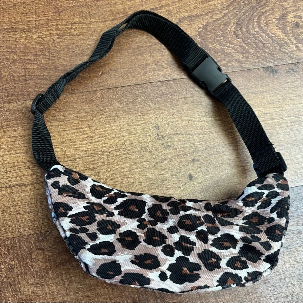 “Live justice” sequin animal print fanny pack